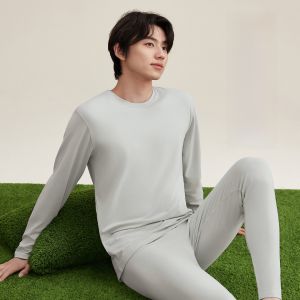 FuniBaoluo | เสื้อชั้นในผ้าโมดอล ผ้าฝ้าย ผ้าขนสัตว์ สำหรับผู้ชาย ชุดเสื้อชั้นในฤดูใบไม้ร่วง ฤดูใบไม้ผลิ ป้องกันแบคทีเรีย บาง ชุดเสื้อชั้นในผ้าฝ้าย