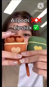 Lipstick Tahan Lama 2in1 Lipstik Airpods Hengfang Cute Girl isi 2pcs