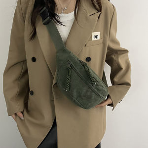 Casual Corduroy เข็มขัดกระเป๋าผู้หญิงแฟชั่น Fanny Pack หญิงกล้วยเอวกระเป๋าสะโพกกระเป๋าไหล่ Crossbody กระเป๋ากระเป๋า