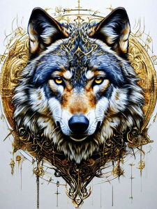 Huacan New Arrivals 2026 Diamond Painting Golden Totem Grey Wolf Diamond Mosaic Animal Complete Kit Craft kit