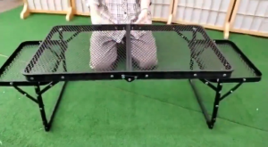 Outdoor folding table Portable grid folding table can be lifted aluminum folding table