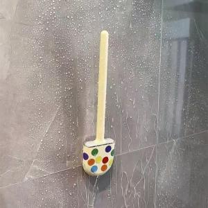 Dopamine Silicone Toilet Brush Wall Mounted Long Handle Household Bathroom Cleaning Tool No Dead Angles Flat Shape Durable
