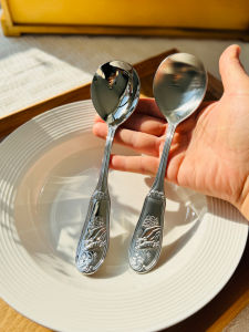 Adult Stainless Steel round Head Spoon VE 18/10 for Soup And Meal Pressed Pattern Childrens Soup Spoon Dining Utensils