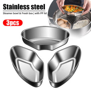 YESPERY Stainless Steel Steamer Bowl Keeping Fresh Box with PP Lid Space Saving Kitchen Leftover Steamer Tool