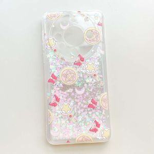Transparent Liquid Shockproof Huawei Mate60 pro Phone Case Cartoon Magic Card Girl Sakura Transformation Device Ins Style