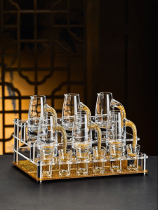 ZHUXI | Chinese Golden Foil Glass Baijiu Set Luxurious High-Grade Crystal