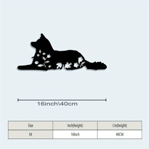 CIFbuy | CIFBUY Iron Wall Art Vintage Akita Dog Memorial Metal Sculpture 2D Silhouette Floral Grave Marker Garden Yard Pet Lover Decor