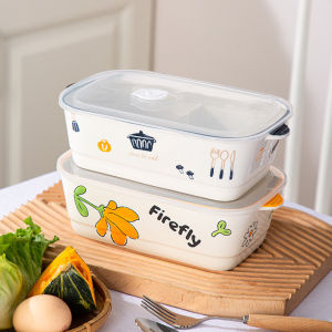 Ceramic 211 Grid Lunch Box Portable Microwave Safe Lightweight Food Container with Lid ness Preservation for Office Workers