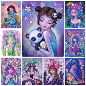 Colorful Girl Fantasy Element Diamond Painting Cross StitchMosaic Embroidery Garden Handcraft Decor 5D DIY Art Novelty