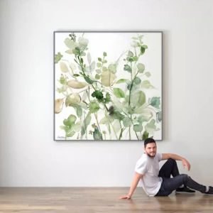 Nordic Art Decorative Painting Green Series Entrance Hall Hotel Room Square Wall Picture Modern Abstract Oil Canvas Home Decor