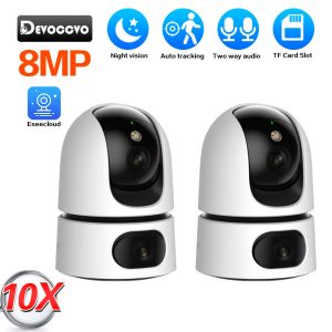 10X Zoom 4K WiFi IP Camera Dual Lens Smart Home Auto Tracking CCTV Camera Wireless Surveillance Camera Security Baby Monitor Cam