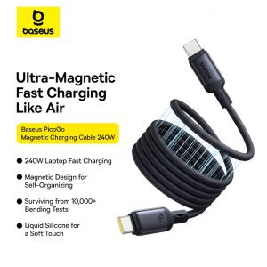 Baseus Picogo 240W USB C Cable for iPhone17 16 15 Magn-etic Fast Charging Type C Cable For Macbook Liquid Silicone Wire For Samsung