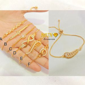Gelang Serut Wanita Adjustable Anti Karat Lapis Emas - Yaxiya Jewelry