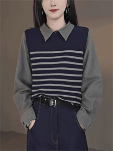 เสื้อสเวตเตอร์คอโปโลผู้หญิงทรงสลิมฟิต แขนยาว ปกโปโล ทรงเข้ารูป เสื้อเชิ้ตผ้าถักสไตล์เกาหลี ฤดูใบไม้ผลิ 2025