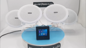 Mini Wall Amplifier Bluetooth Touch Key Music Panel Home Theater Background Sound Kit with 6 "Stereo Ceiling Speaker Wall Speaker