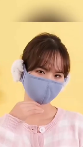 Khẩu Trang Mùa Đông Kèm Bịt Tai Giữ Ấm Lót Lông Dày Dặn Cản Gió Chống Lạnh Khi Đi Xe Thiết Kế 3D Ôm Mặt