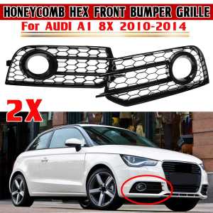 Car Front Bumper Fog Lamp Grille For AUDI A1 8X 2010 2011 2012 2013 2014 1pair Honeycomb Mesh Fog Light Grill Cover