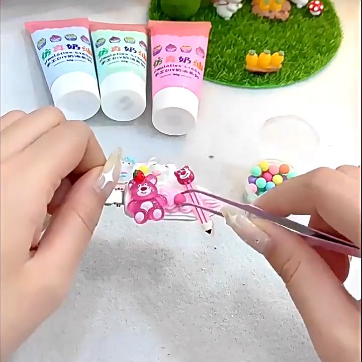 YUNLEO Kids DIY Cream Glue Hair Clip Handmade Bag Material Pack Cute Resin Accessories Girl Hair Accessories