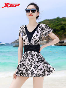 XTEP | Slimming One-Piece High-Waist Skirt-Style Covering Bikini