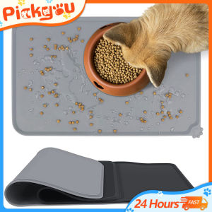 Silicone Pet Feeding Mat Waterproof Pet Food plate Mat Pad with Lips Non slip pet dog Feeding Tray Mat Easy Washing