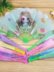 Creative Summer Mini Folding Handheld Fan Cartoon Design Cooling Fan for Children Students Lightweight Plastic Fan