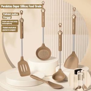 Spatula Silikon Tahan Panas & Alat Masak Set Centong Nasi