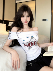 GUZILIAN | Off-Shoulder Slim Fit Tee Summer