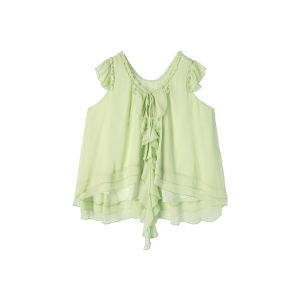 plusmall | Bộ Áo Chiffon Viền Xòe và Chân Váy Nếp