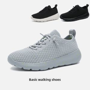 Breathable Sport Walking Shoes Womens Mens Slip-On Casual Mesh Shoes Comfortable Fashionable Flat Heel round Toe All-Season