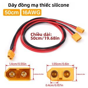 50CM 16AWG XT60 Bộ Cáp Kết Nối Pin Nam Nữ Với Bộ Chia Y Bộ Chuyển Đổi Mở Rộng Kép 3 Chiều Để Chuyển Đổi Nguồn Điện