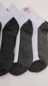 ถุงเท้านักเรียน ขาวเทา 4-6/5-7/7-9/9-12Freesize 1แพ็ค12คู่