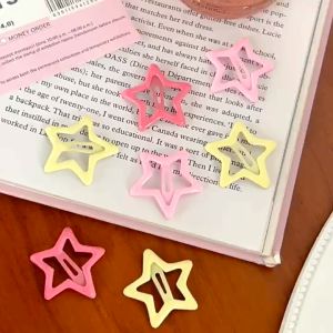 Bộ 10 Kẹp Tóc Mái Ngôi Sao Đa Sắc 5 Cánh Phong Cách Thời Trang