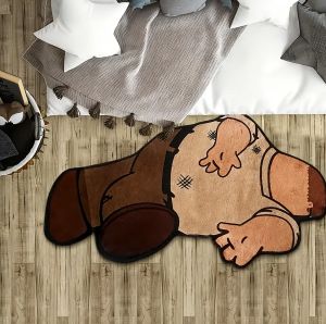 VIKAMA Soft Bedroom Carpet with Cute Cartoon Characters Non-Slip Entrance Doormat Bed Blanket Home Interior Decoration