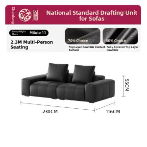 Sofa Italian Minimalist Luxury Top Grain Leather