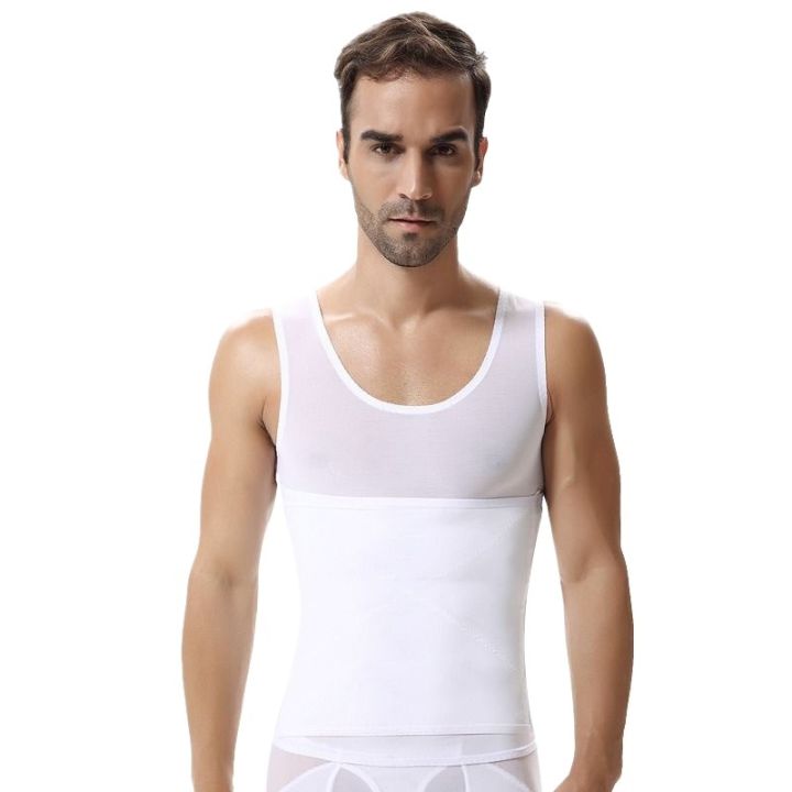 Men's Body Shapers Tops Belly Band Breasted Vest-Style Close-Fitting ...