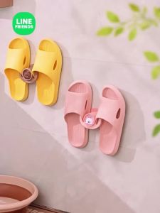 100% Authentic Line Friends Slipper Rack Holder Storage Rack Shoe Wall Mounted Rack Punch-free Wall Drain Bathroom Wall Storage LFB259/LFB12