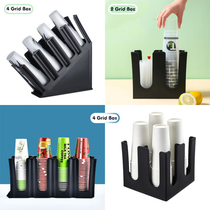 2/4 Grids Cup Organizer Milktea Coffee Paper Cup Dispenser Space Saver Milk  Tea Cup Storage Organizer
