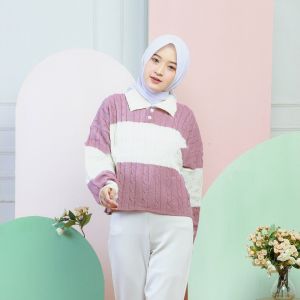 Sweater Rajut Cable Crop top Fuji Terbaru