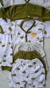 PAKET HEMAT Setelan Baju Bayi Baru Lahir 0-3 Bulan Isi 18 Pcs (9 Setel) Seri olive