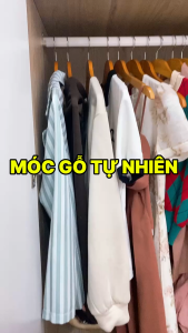 Combo 30 móc treo quần áo gỗ móc gỗ treo quần áo không thanh ngang có rãnh đủ màu ( màu nâu )