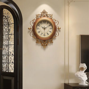 💥Dream Best🔥 American Living Room Wall Clock Retro High-end Artistic Clock Wall Decoration 40*48cm