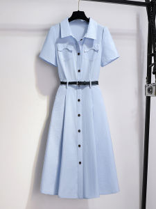 LANQIONG | Smart Stylish Blue Shirt Dress New Popular Summer