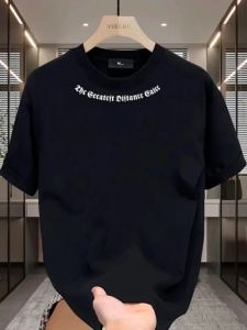 Luxurious Casual Mens Short Sleeve T-Shirt Loose Fit Breathable Cotton Spring Summer Fashion Brand Salt Series Top for Heavy Men