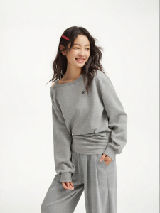 Hotwind | Áo Hoodie Dễ Thương Dáng Ôm Sơ Mi Vai Trụi