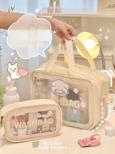 Womens Travel Portable Waterproof Transparent Separated Toiletry Bag