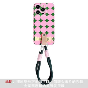 Green Background Pink Dot Doll Lanyard for Honor X60i + Phone Case X40gt Crossbody X30 Protective Case X20SE Huawei V40 Accessible Luxury V30 Drop-Resistant X10max Soft Case 9xpro All-Inclusive 8x