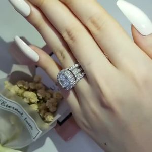 Retro Cao Cấp Vintage Màu Bạc Thiết Kế Nhẫn Nữ Không Bị Hoen Ố Zircon Đính Hôn Hôn Nhân Mỹ Trang Sức R6176