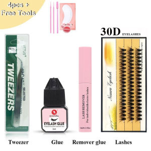 10D 60Pcs tóc thật lông mi nối dài Set Với Keo 3D DIY False Eyeyelashe Lông mi giả Tweezer