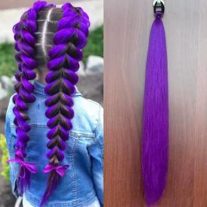 26inch Long Purple Braided KPOP Rumi Cosplay Wig Heat Resistant Synthetic Ponytail Braid Accessory
