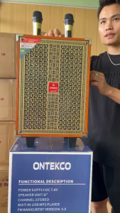 loa kéo chính hãng ontekco 8001 bass 20 kèm 1 micro/ 8002 S bass 20 kèm 2 micro không dây chống hú 100%- vỏ gỗ mặt lưới sắt kết nối bluetooth kèm sạc+ khiển